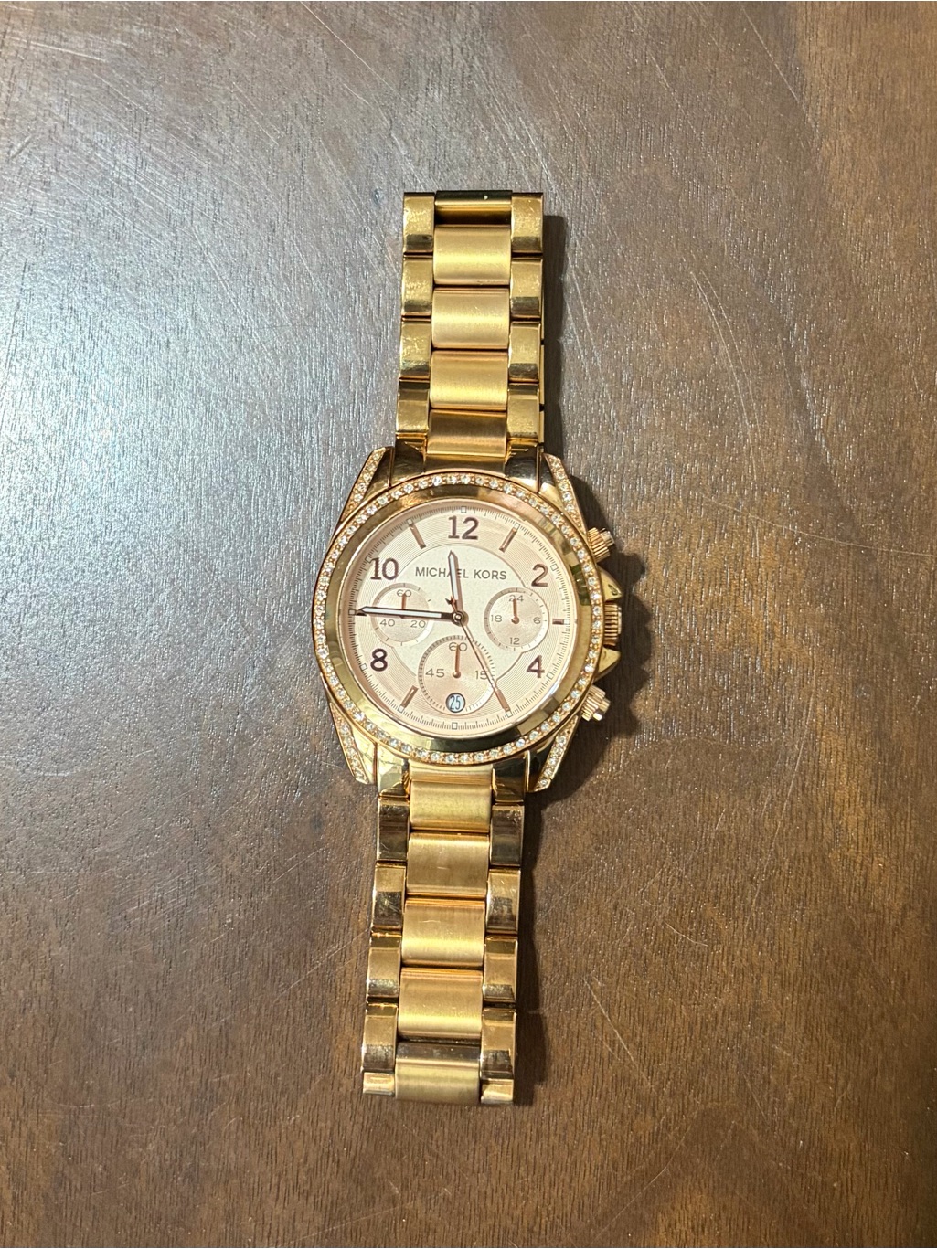 Michael Kors Women’s Gold Tone Crystal Accent Chronograph Watch